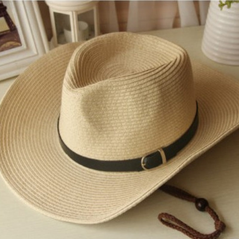 Straw Beach Hat with Cord