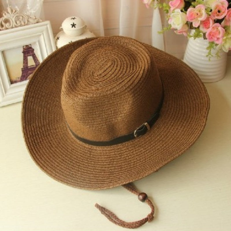 Straw Beach Hat with Cord