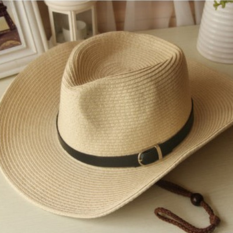 Straw Beach Hat with Cord