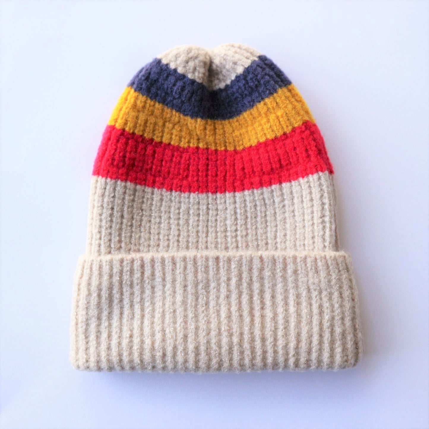 Striped Ribbed Knit Retro Beanie