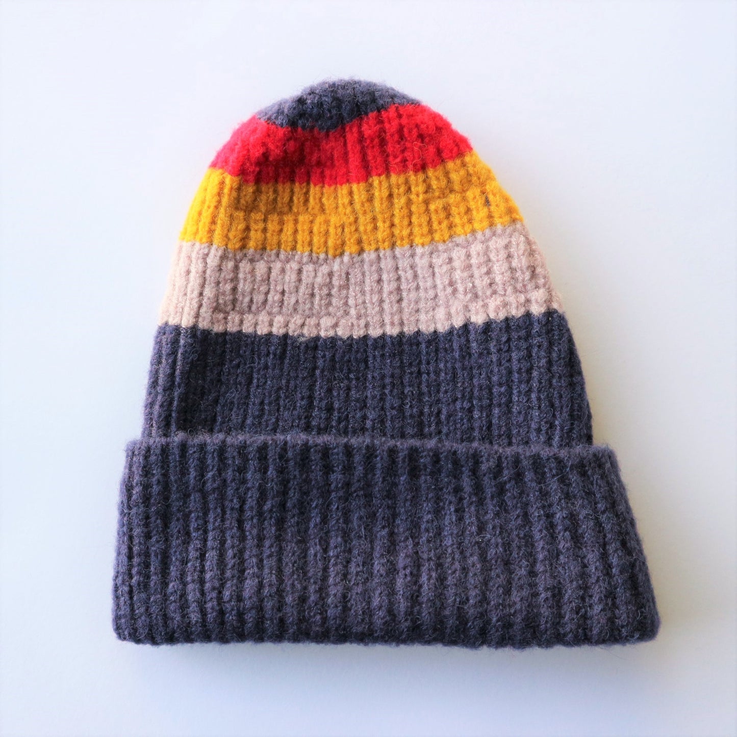 Striped Ribbed Knit Retro Beanie