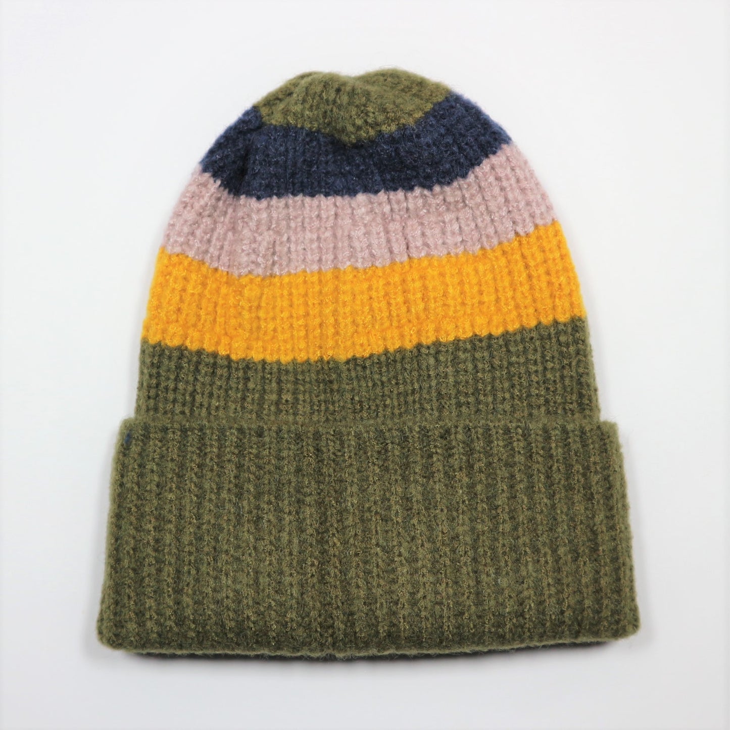 Striped Ribbed Knit Retro Beanie