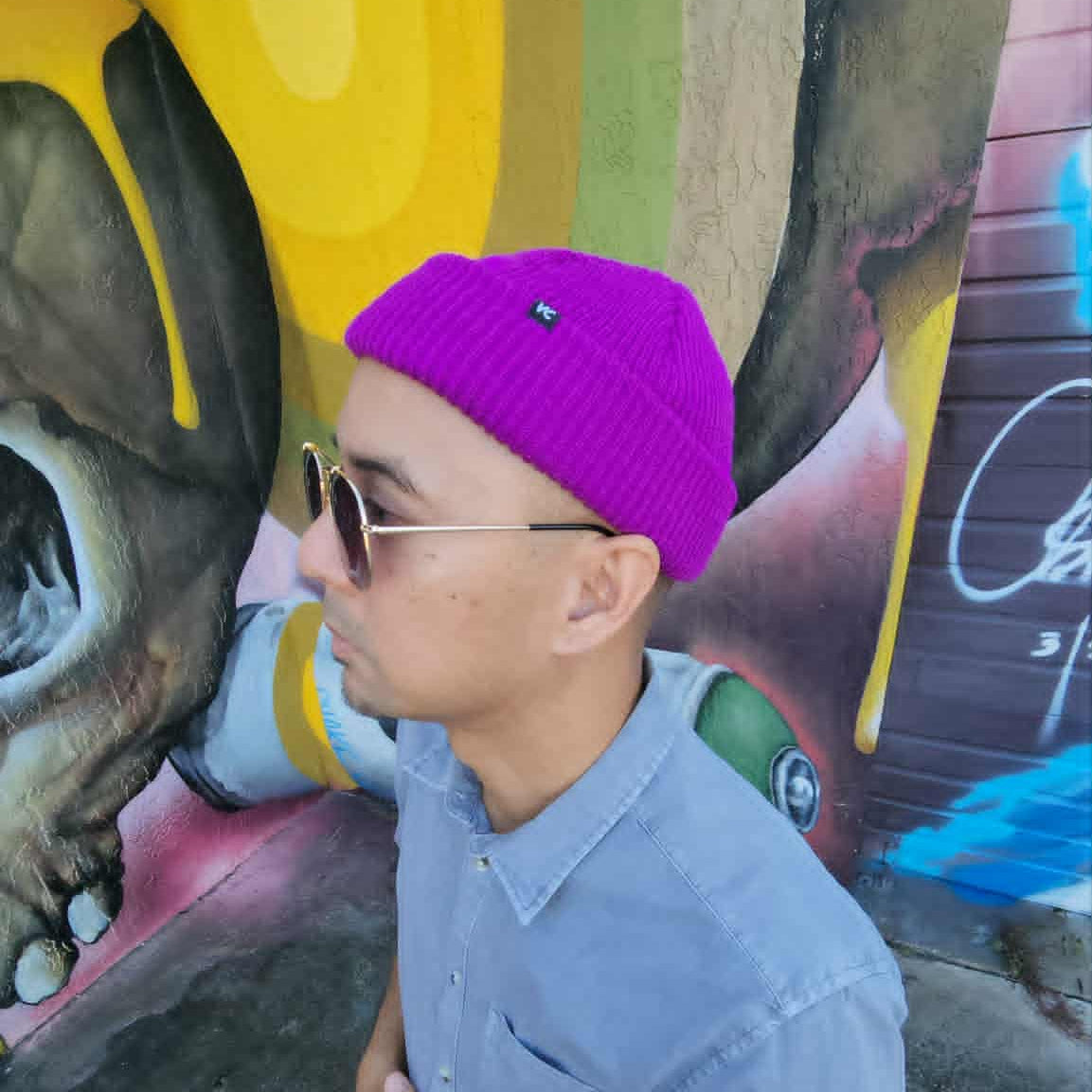 VC Neon Mini Fisherman Beanie | VALI CALI Short cuffed Ribbed Knit Hat