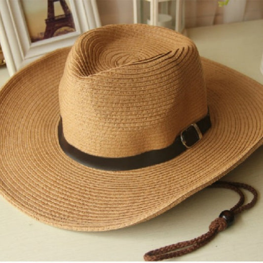 Straw Beach Hat with Cord