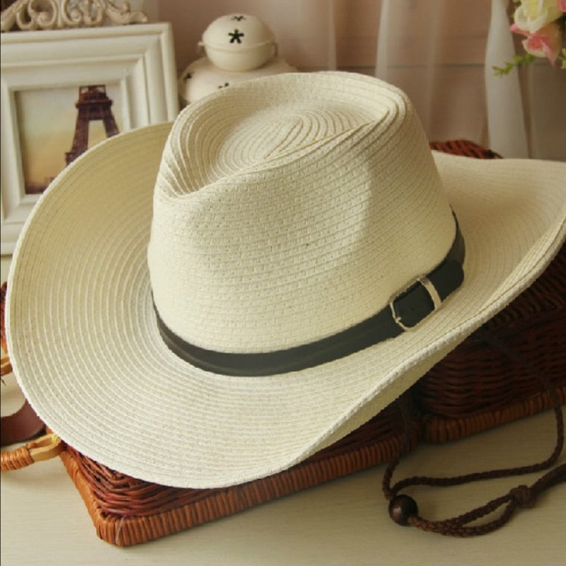 Straw Beach Hat with Cord